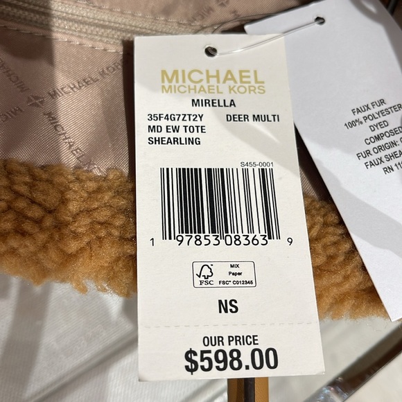 Michael Kors Medium SHEARLING MIRELLA Tote
Shoulder Bag 
Deer Multi
NWT - Picture 8 of 16